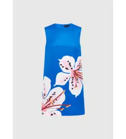Leo Lin Yvonne Mini Dress Lily Print Cobalt Size 10 for rent on The Volte - image 1