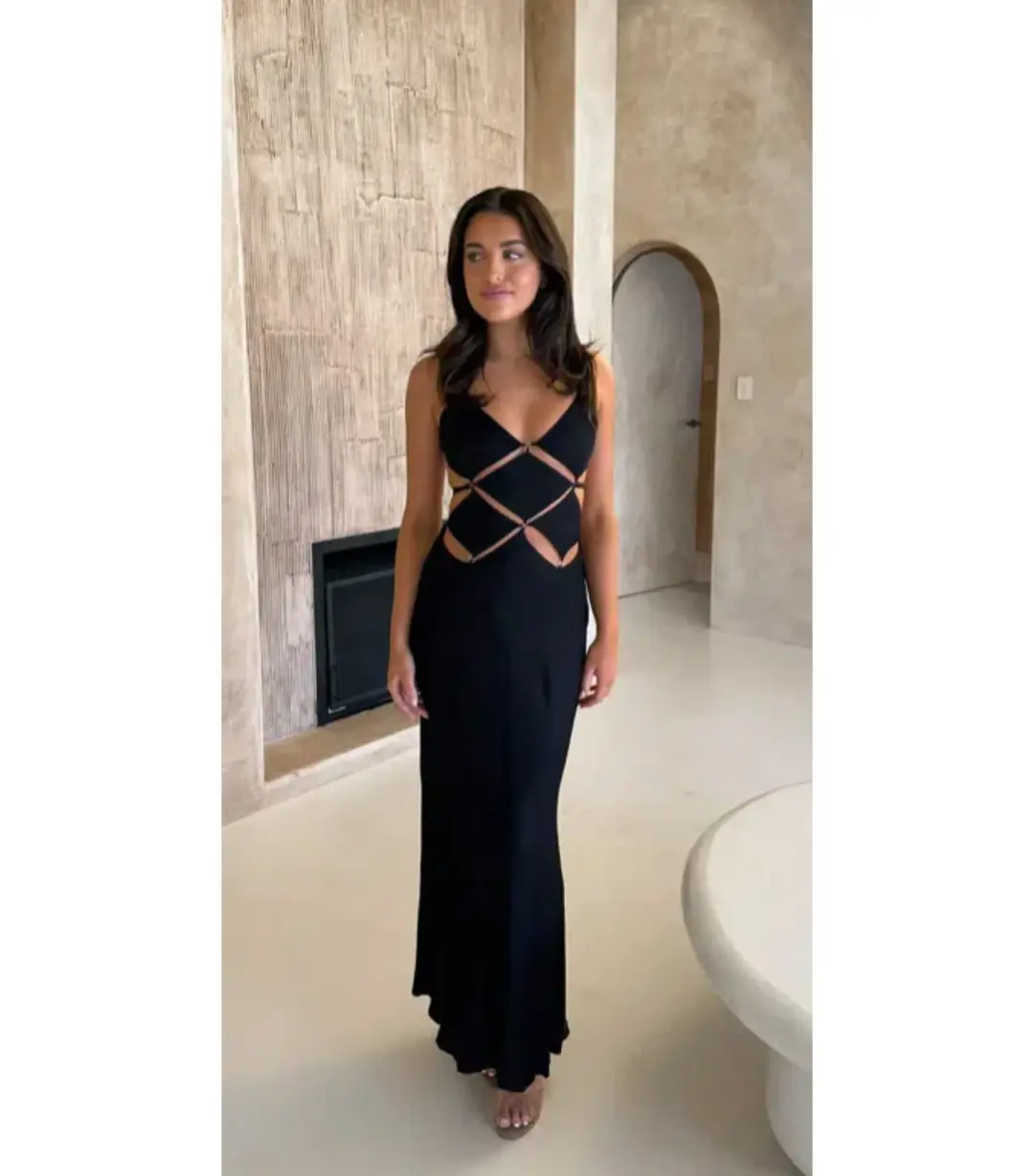 Bec & Bridge Diamond Cut Out Dress Black Size AU 12 for rent on The Volte - main image