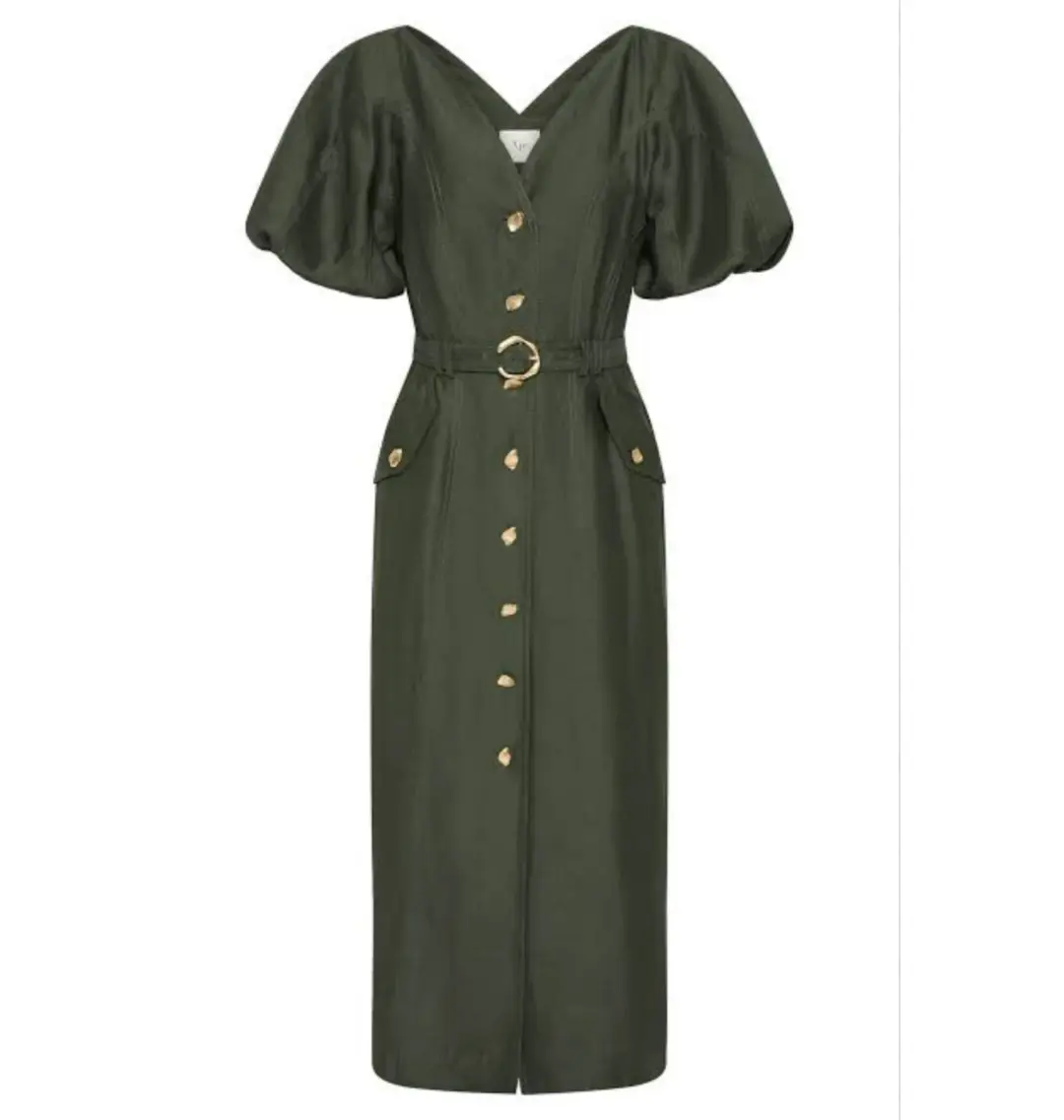 Aje Paloma Utility Midi Dress Midnight Green Size AU 10 for rent on The Volte - main image
