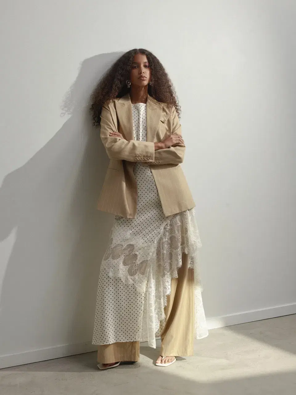 Third Form Visions Lace Frill Dress Cream Polka Dot Size AU 12 for rent on The Volte - main image