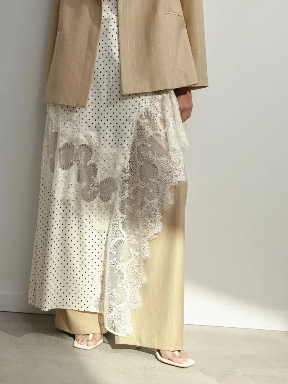 Third Form Visions Lace Frill Dress Cream Polka Dot Size AU 12 for rent on The Volte - main image