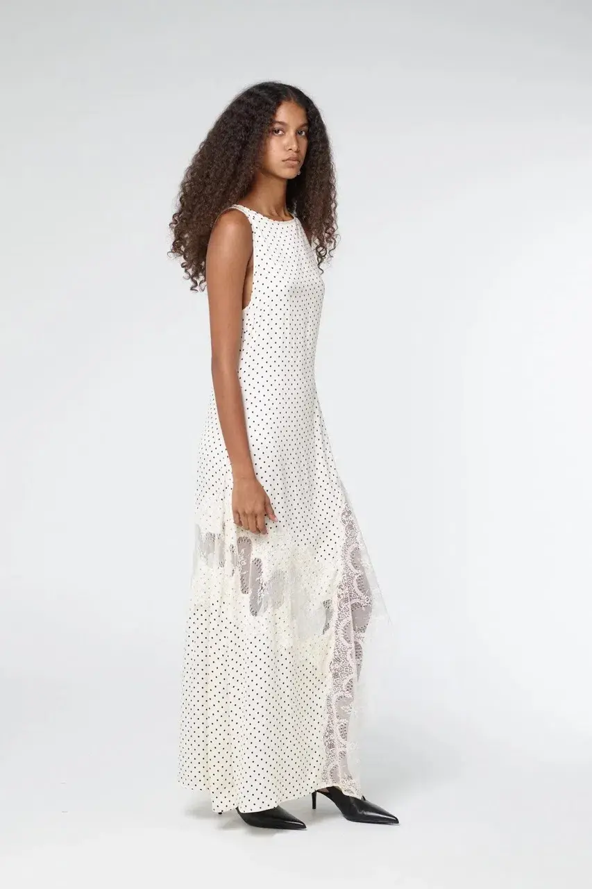 Third Form Visions Lace Frill Dress Cream Polka Dot Size AU 12 for rent on The Volte - main image