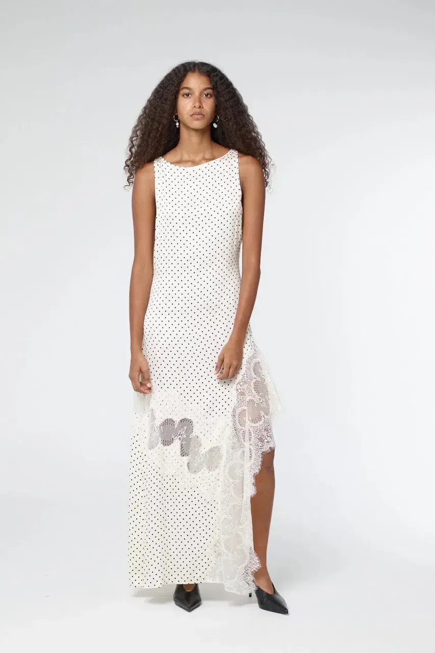 Third Form Visions Lace Frill Dress Cream Polka Dot Size AU 12 for rent on The Volte - main image