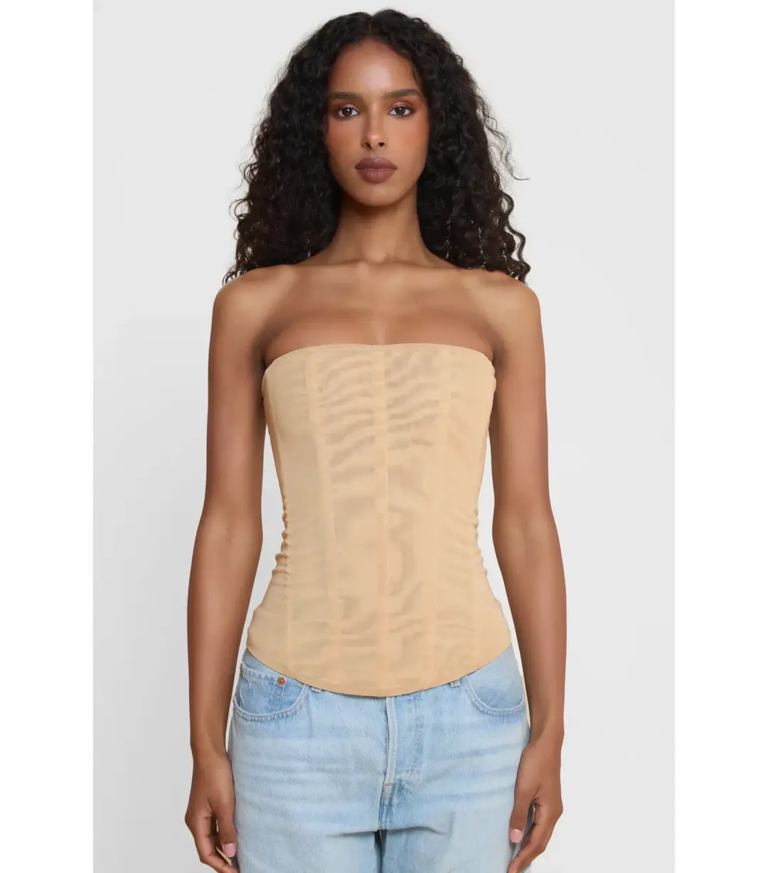 Leau Muse Mesh Corset Top Tan Size XS / AU 6 for rent on The Volte - main image