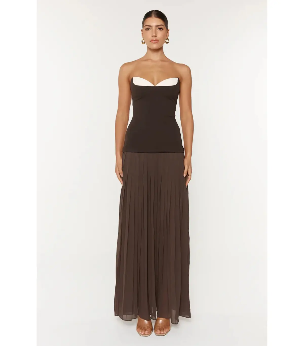 She is OLLÁ Nicolette Maxi Dress Espresso Size M / AU 10 - Image 1