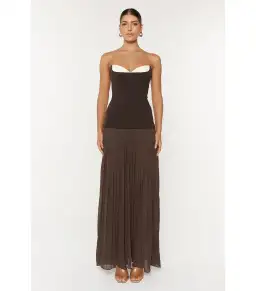 She is OLLÁ Nicolette Maxi Dress Espresso Size M / AU 10 for rent on The Volte - image 1