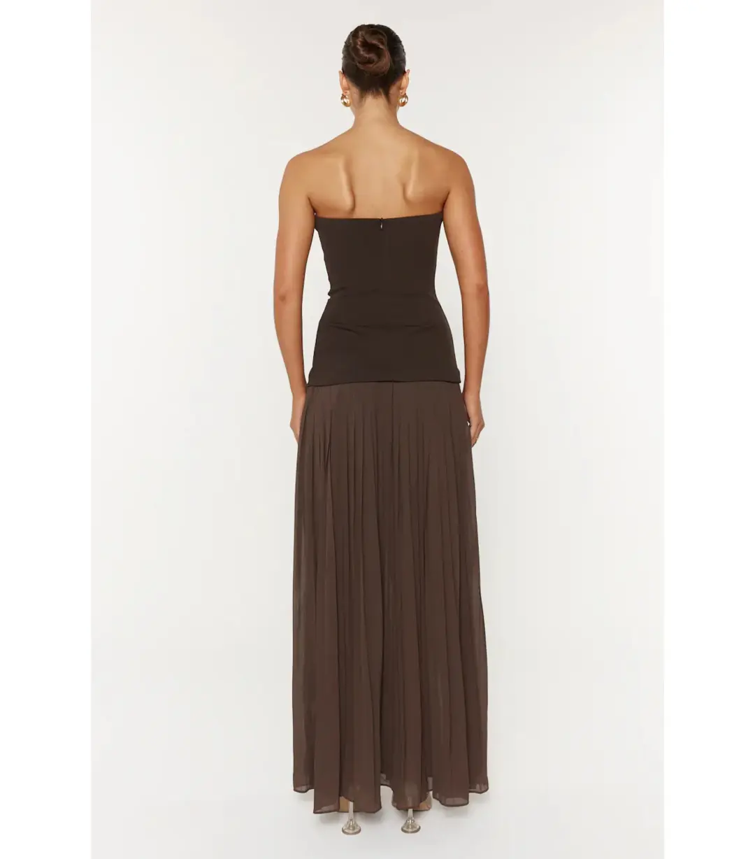 She is OLLÁ Nicolette Maxi Dress Espresso Size M / AU 10 for rent on The Volte - main image