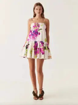 Aje Willow Sweetheart Mini Dress Floral Wild Hydrangea Size 8