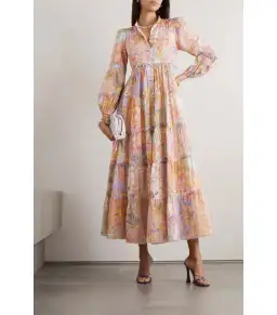 Zimmermann Cira Tiered Shirt Dress Patch Multi Floral Size 2 AU 12 for rent on The Volte - image 3