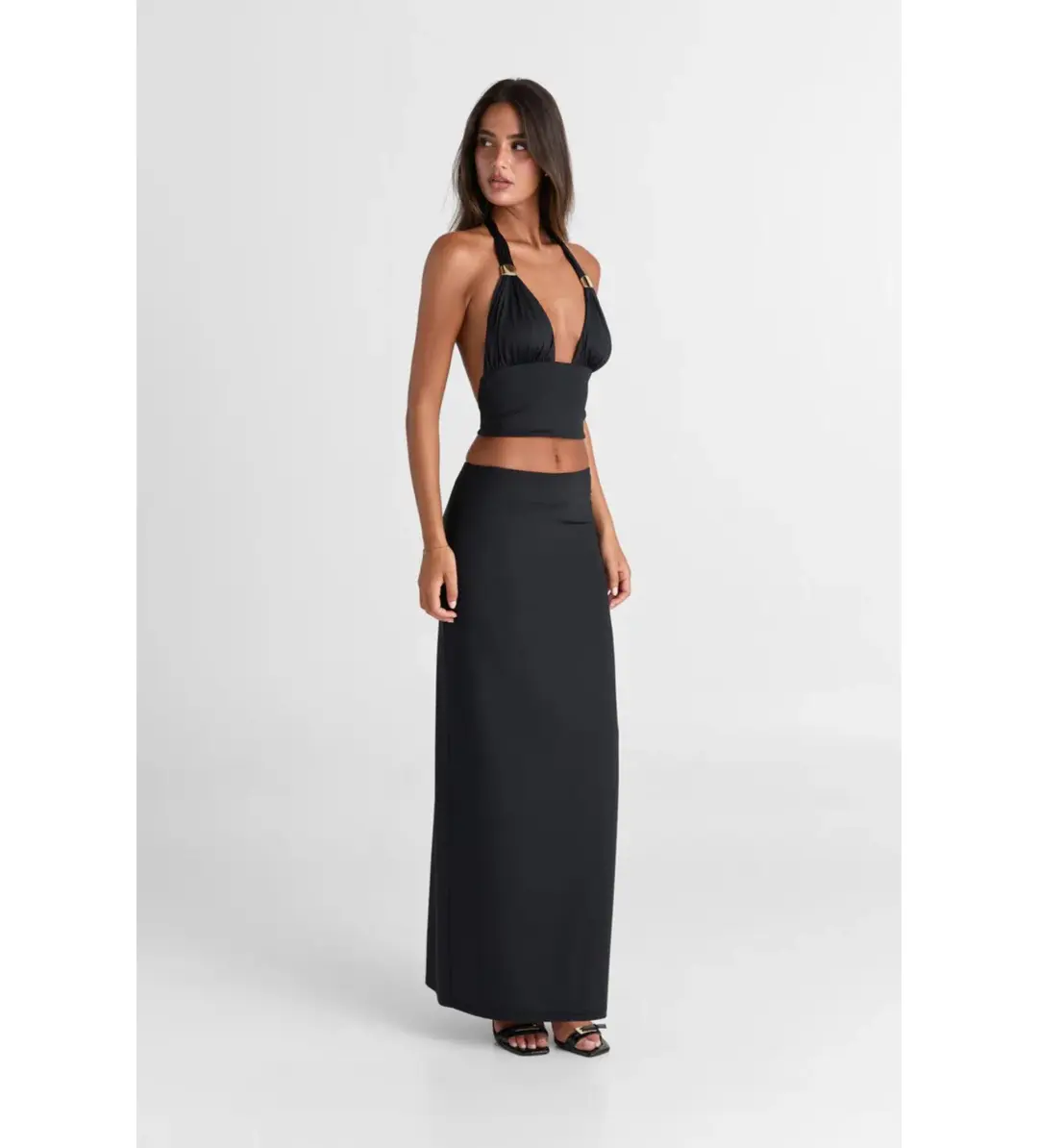 Sasha Therese Cleo Top and Maxi Skirt Set Black Size S AU 8 for rent on The Volte - main image
