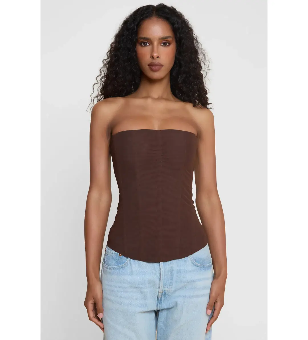 Leau Brown Muse Mesh Corset Top Size Size 6 for rent on The Volte - main image