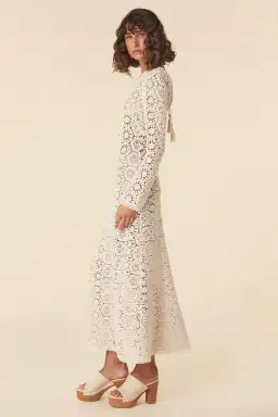 Spell Helena Crochet Lace Midi Dress Cream Size L AU 12 for rent on The Volte - image 2