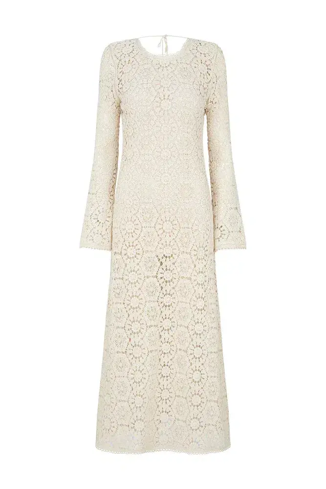 Spell Helena Crochet Lace Midi Dress Cream Size L AU 12 for rent on The Volte - main image
