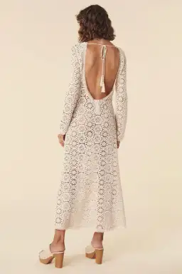 Spell Helena Crochet Lace Midi Dress Cream Size L AU 12 for rent on The Volte - image 3