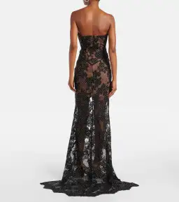 Self Portrait Embellished Sheer Lace Maxi Dress Black Size 12 for rent on The Volte - image 3