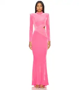 Zhivago Message to Love Maxi Gown Neon Pink Velvet Size AU 4