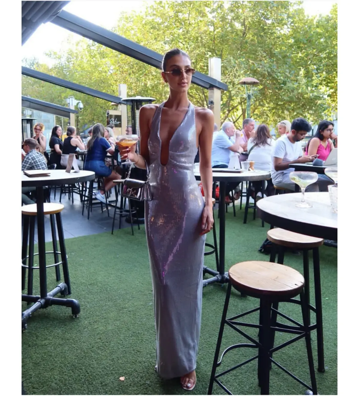 Misha Alusia Sequin Dress Silver Size 10/M - Image 3