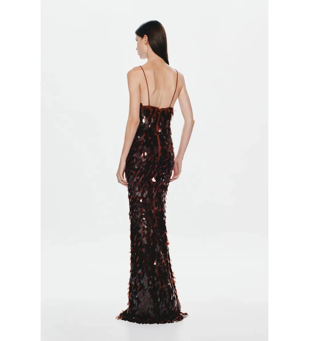MISHA Sapphire Sequin Maxi Dress Brown Size 4/XXS for rent on The Volte - main image