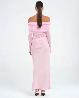 Benni Yasmin Off Shoulder Maxi Dress in Baby Pink Size 10 for rent on The Volte - image 3