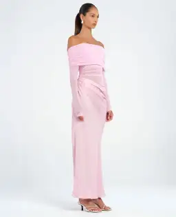 Benni Yasmin Off Shoulder Maxi Dress in Baby Pink Size 10 for rent on The Volte - image 2