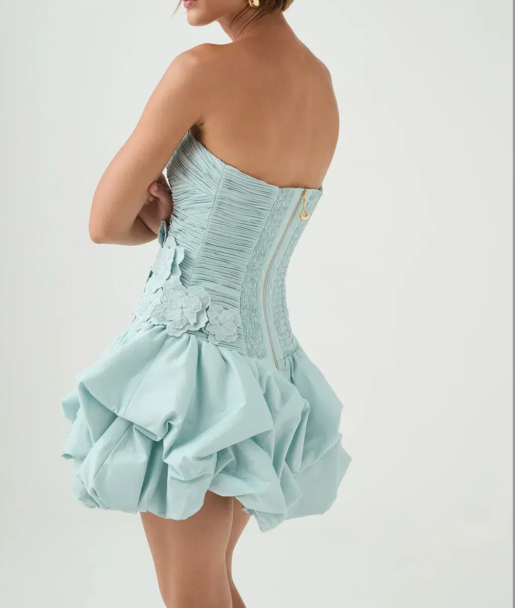 AJE Splendour Mini Dress Silver Blue Size 6 for rent on The Volte - main image