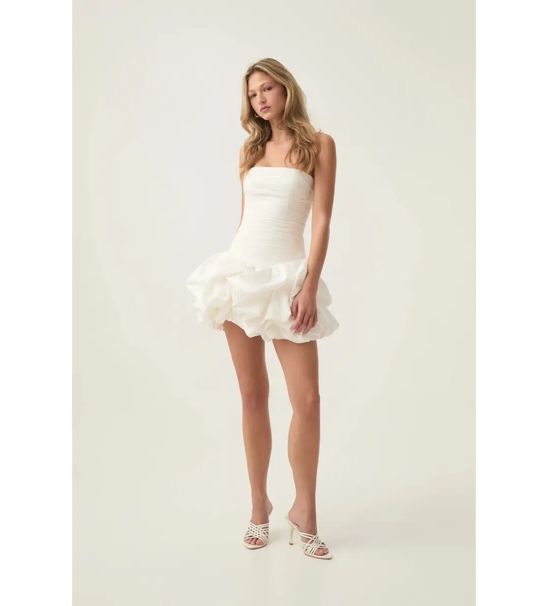 AJE Violette Bubble Hem Mini Dress White Size 6 for rent on The Volte - main image