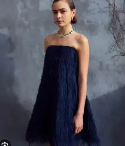 Scanlan Theodore Navy Taffeta Feather Mini Dress Size AU 6 for rent on The Volte - image 2