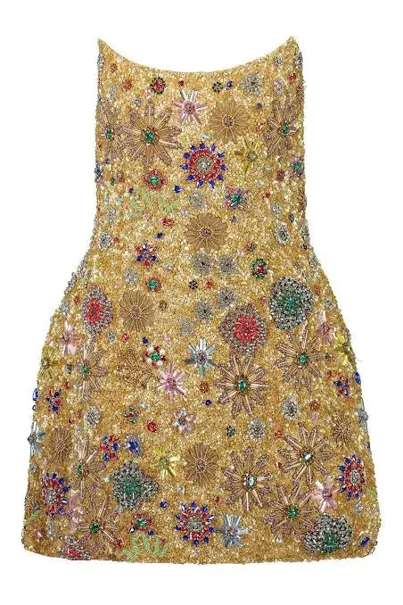 Rachel Gilbert Francesca Mini Dress Gold Size AU 8 for rent on The Volte - main image