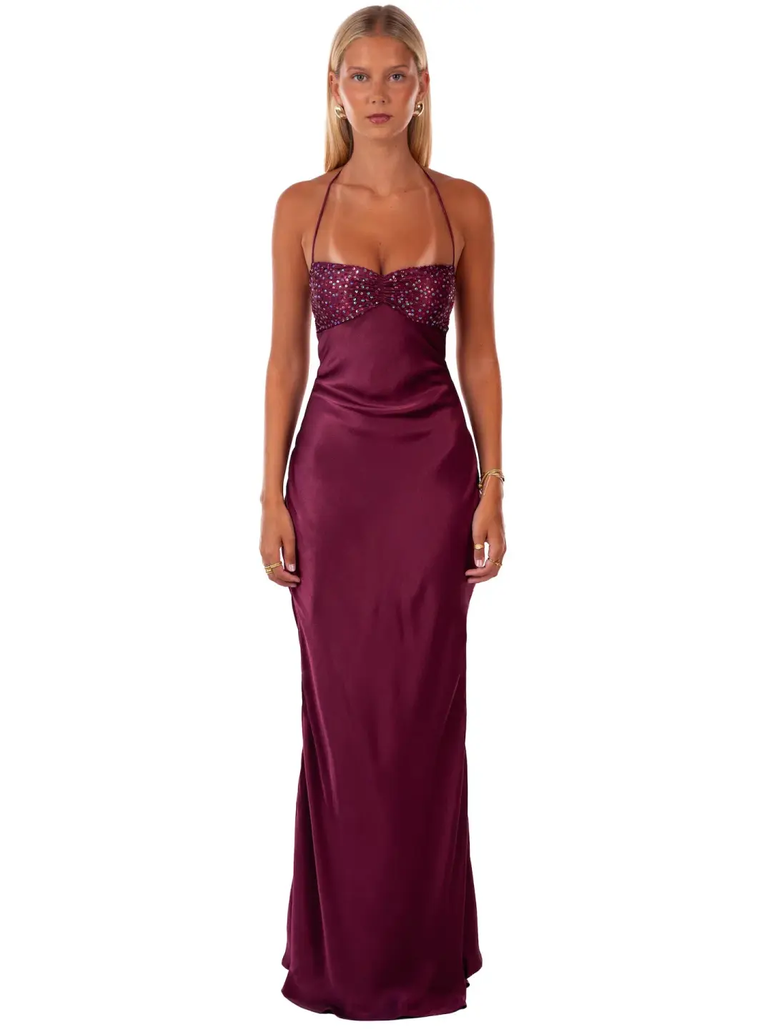 I Am Delilah Jade Maxi Dress in Berry Size M AU 10 for rent on The Volte - main image