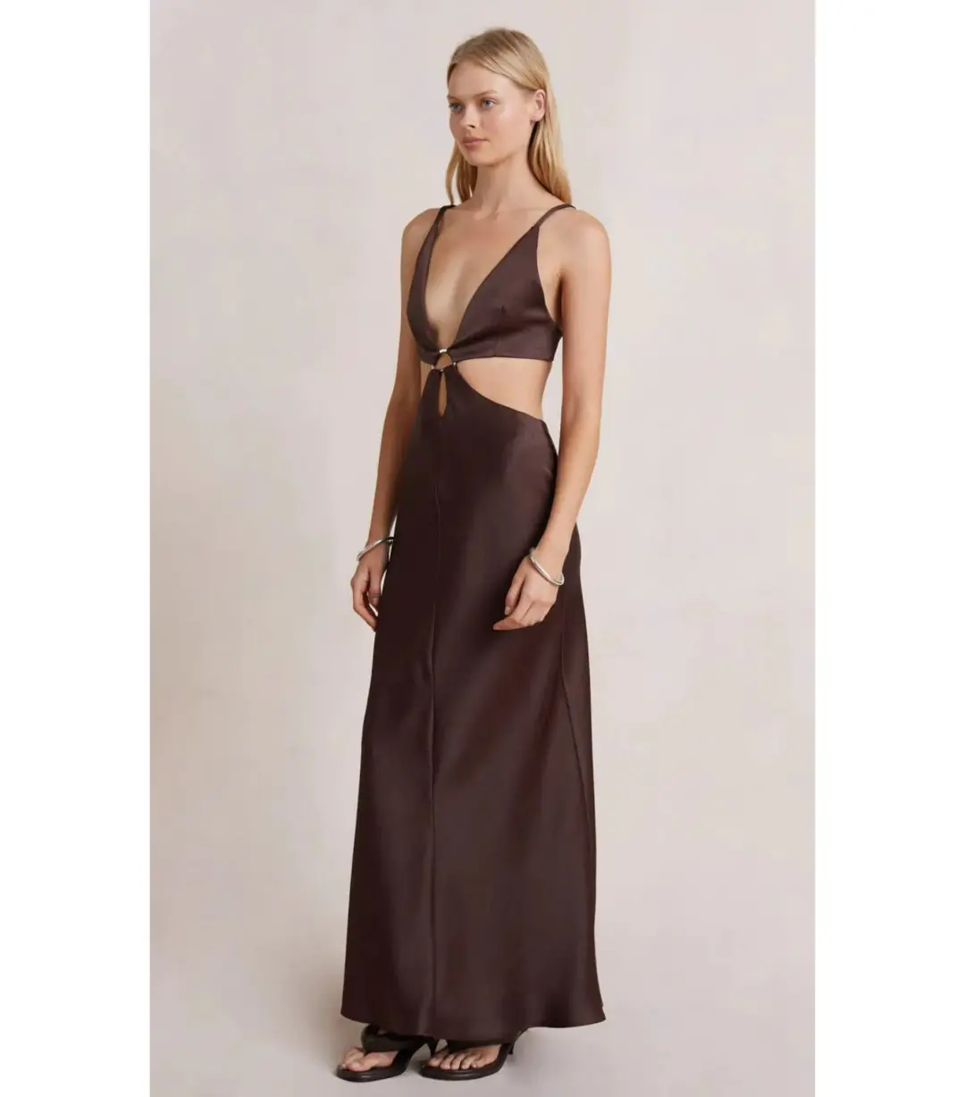 Bec and Bridge Flex V Maxi Dress in Brown Size AU 6 for rent on The Volte - main image