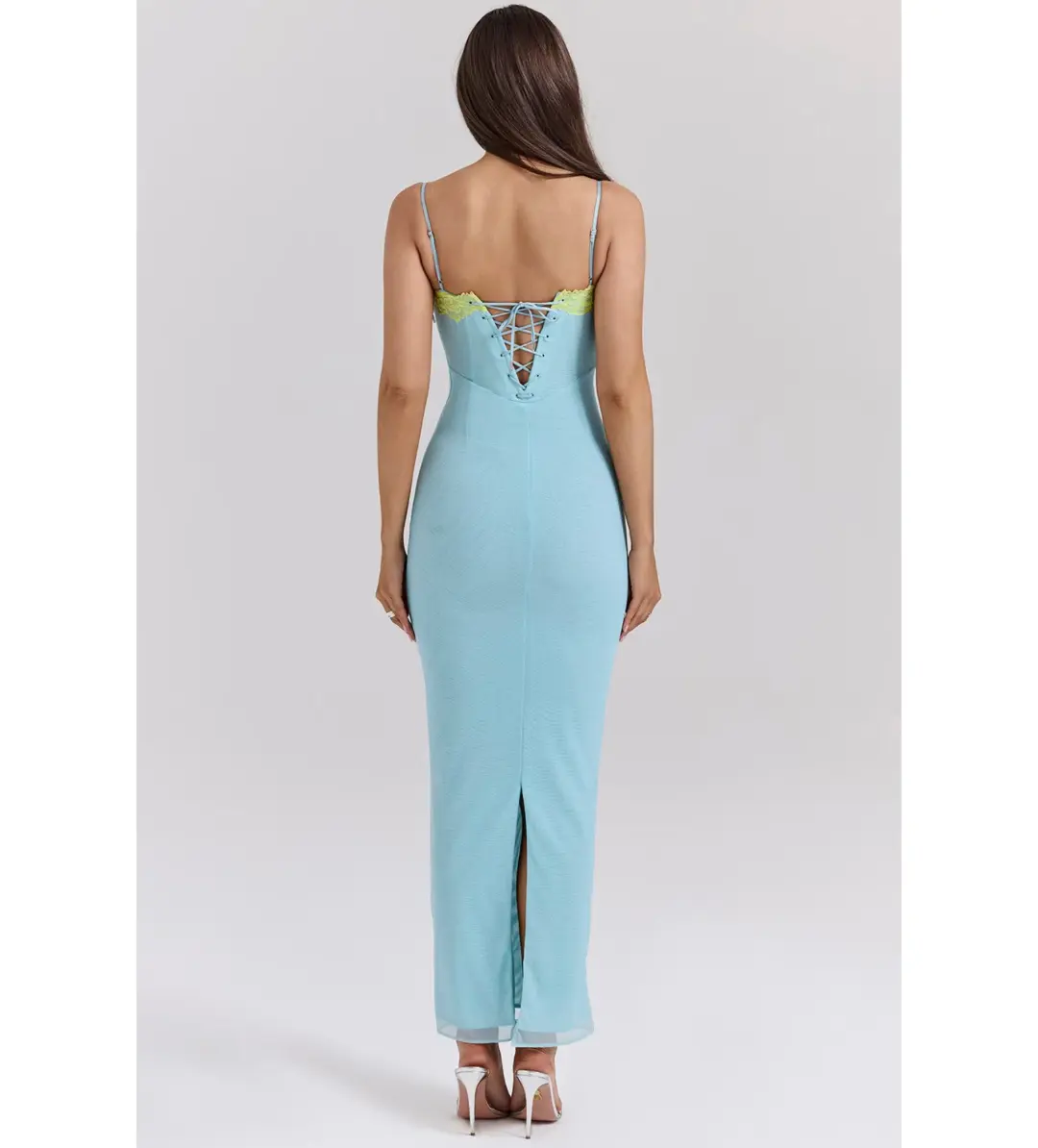 House of CB Aiza Lace Maxi Dress Ocean Blue Contrast Size S AU 8 for rent on The Volte - main image
