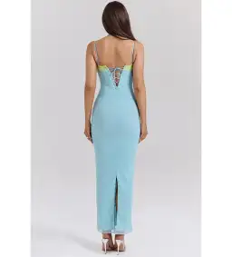 House of CB Aiza Lace Maxi Dress Ocean Blue Contrast Size S AU 8 for rent on The Volte - image 4