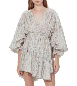 Aje Arabella Wrap Mini Dress in White Serpentes Size AU 6 for rent on The Volte - image 1