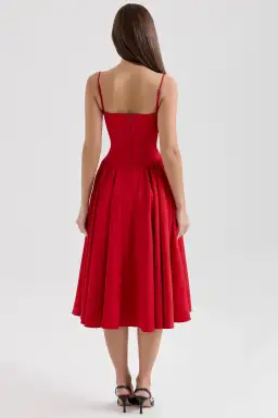 House of CB Samaria Gathered Midi Dress Red Size 8/S for rent on The Volte - image 3