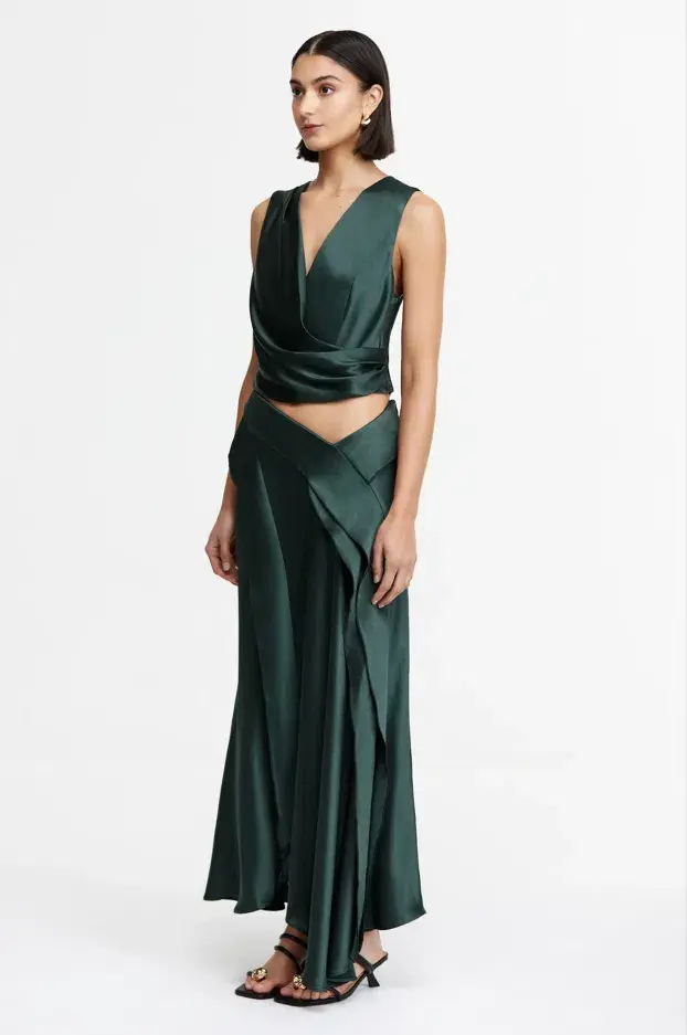 Acler Asney Top and Yewdale Maxi Skirt Deep Olive Size 6 for rent on The Volte - main image