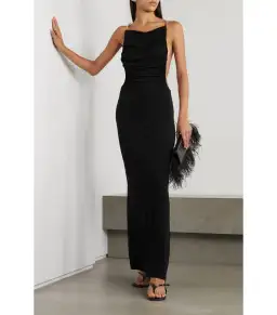 Christopher Esber Open-back Embellished Ruched Crepe Gown Black Size AU 6