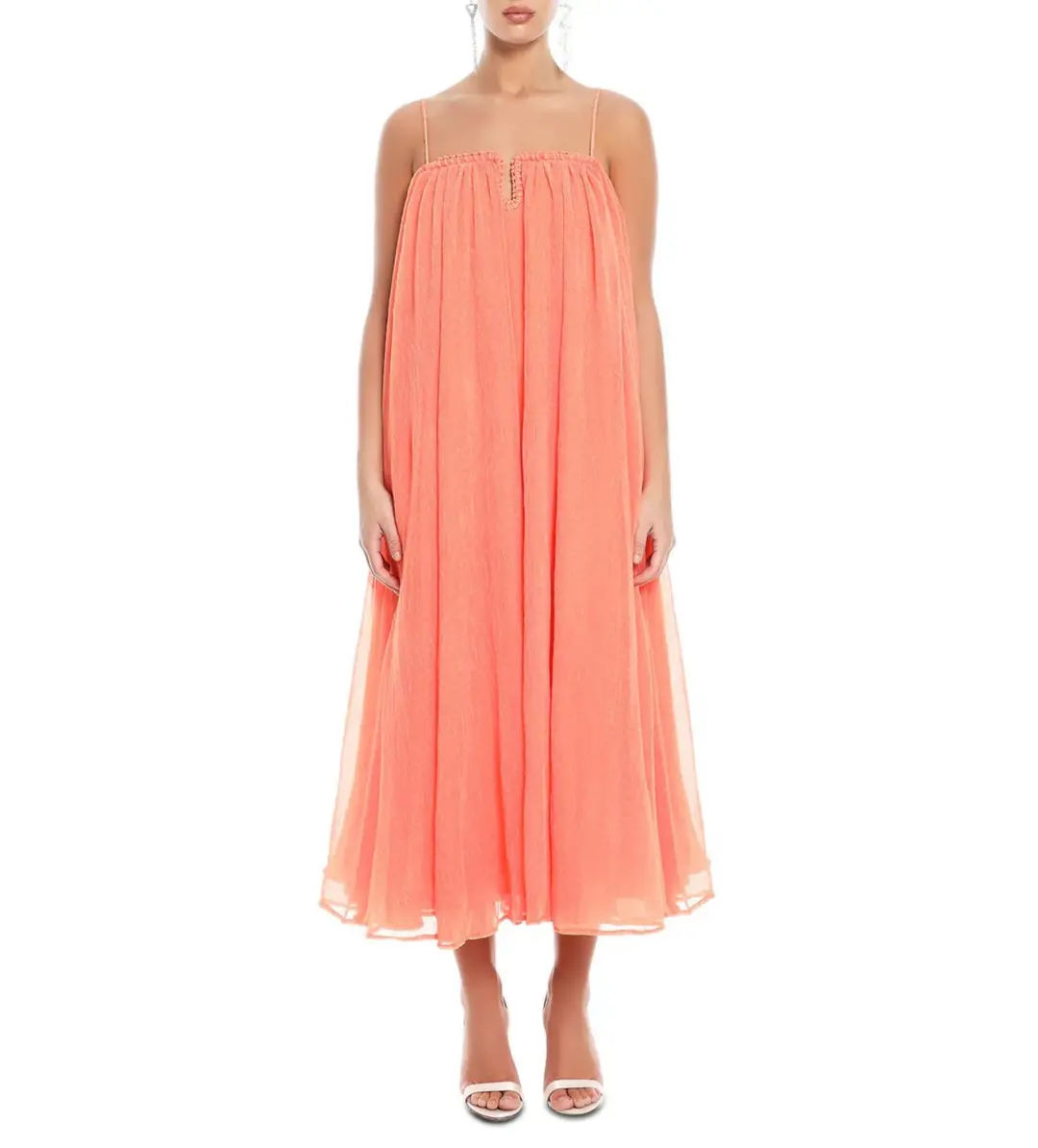 Aje Filigree Sweetheart Midi Dress Sunset Orange Size AU 12 for rent on The Volte - main image