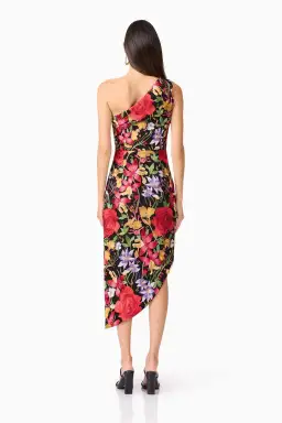 Elliatt Talia Asymmetrical Midi Dress in Black Floral Size 10 for rent on The Volte - image 4