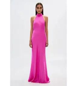 Misha Evianna Satin Gown Hot Pink Size 10