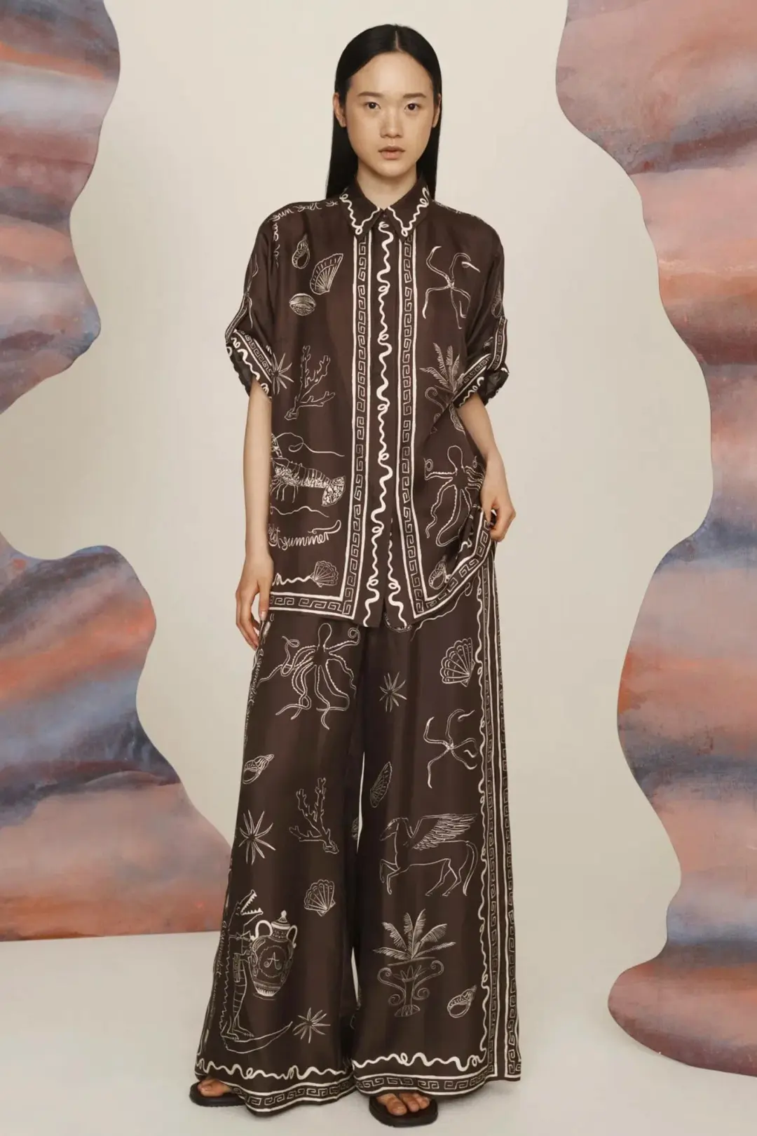 Alemais Sammy Silk Set BrownPrint Size 12 for rent on The Volte - main image