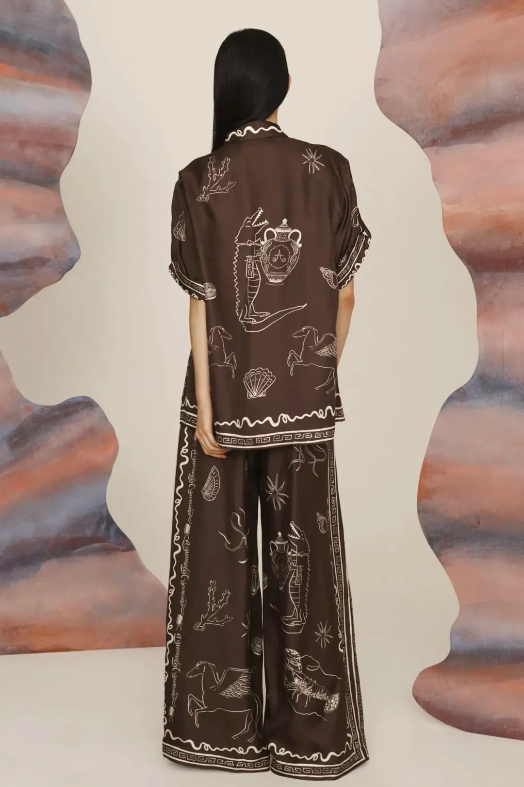 Alemais Sammy Silk Set BrownPrint Size 12 for rent on The Volte - main image