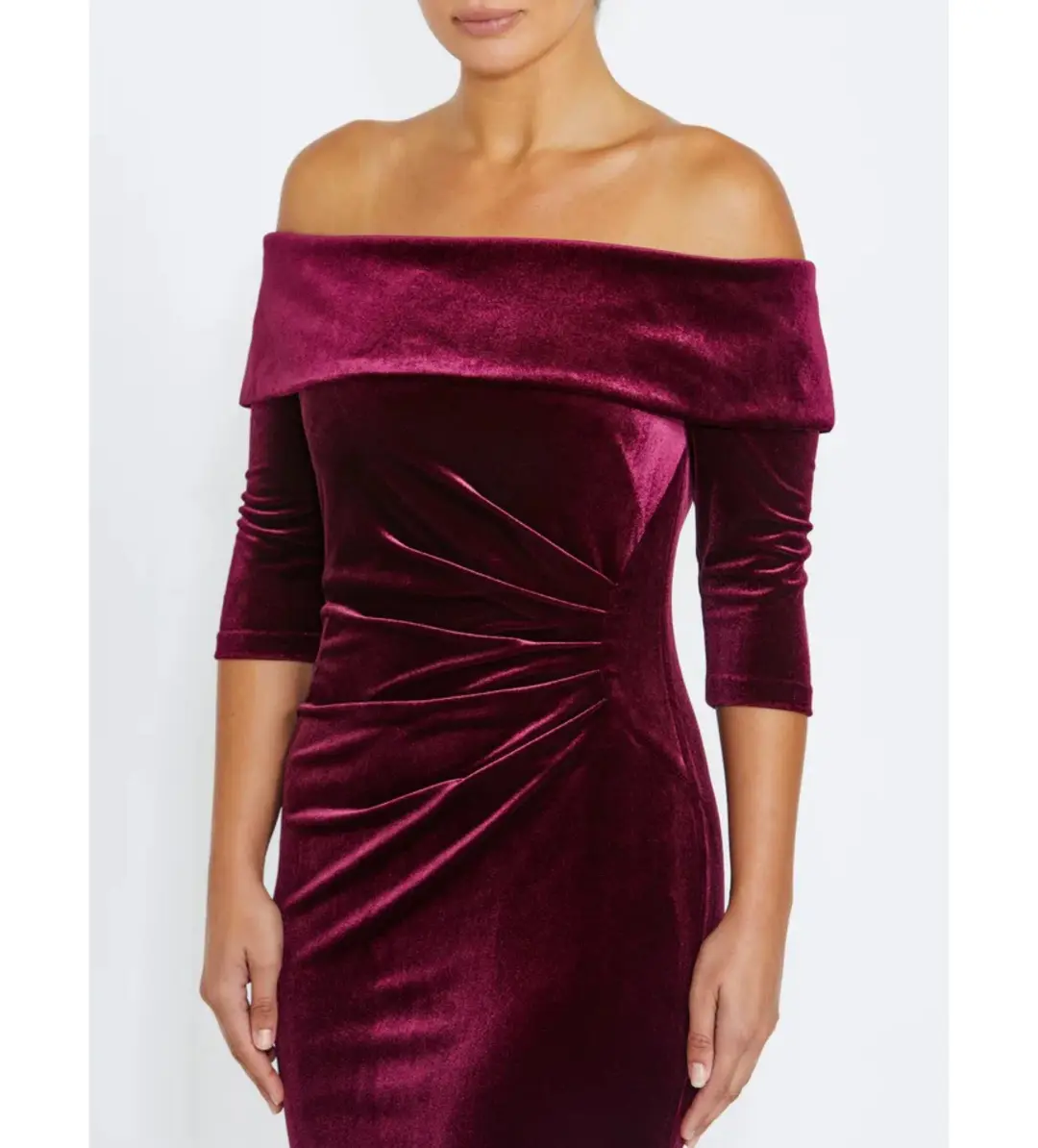 Anthea Crawford Elliana Velour Gown Merlot Size 16/XXL for rent on The Volte - main image