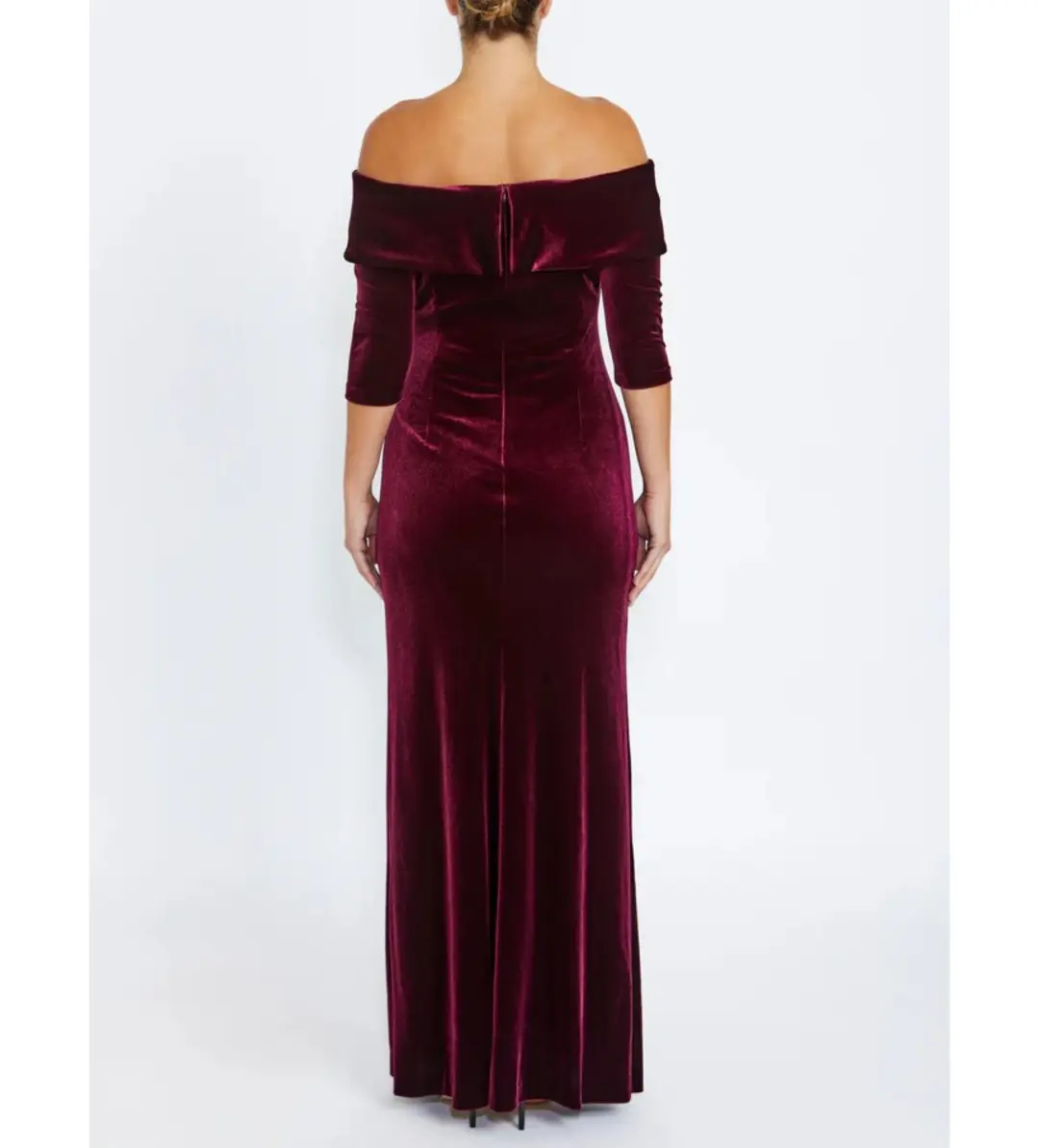 Anthea Crawford Elliana Velour Gown Merlot Size 16/XXL for rent on The Volte - main image