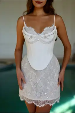 Rosie Etienne Sophie Mini Dress in White Size AU 8 for rent on The Volte - image 4