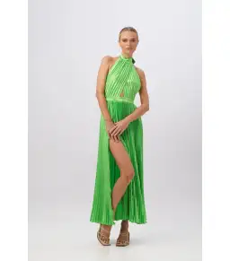 L'Idee Renaissance Split Maxi Gown Neon Lime Green Size AU 6 for rent on The Volte - image 1