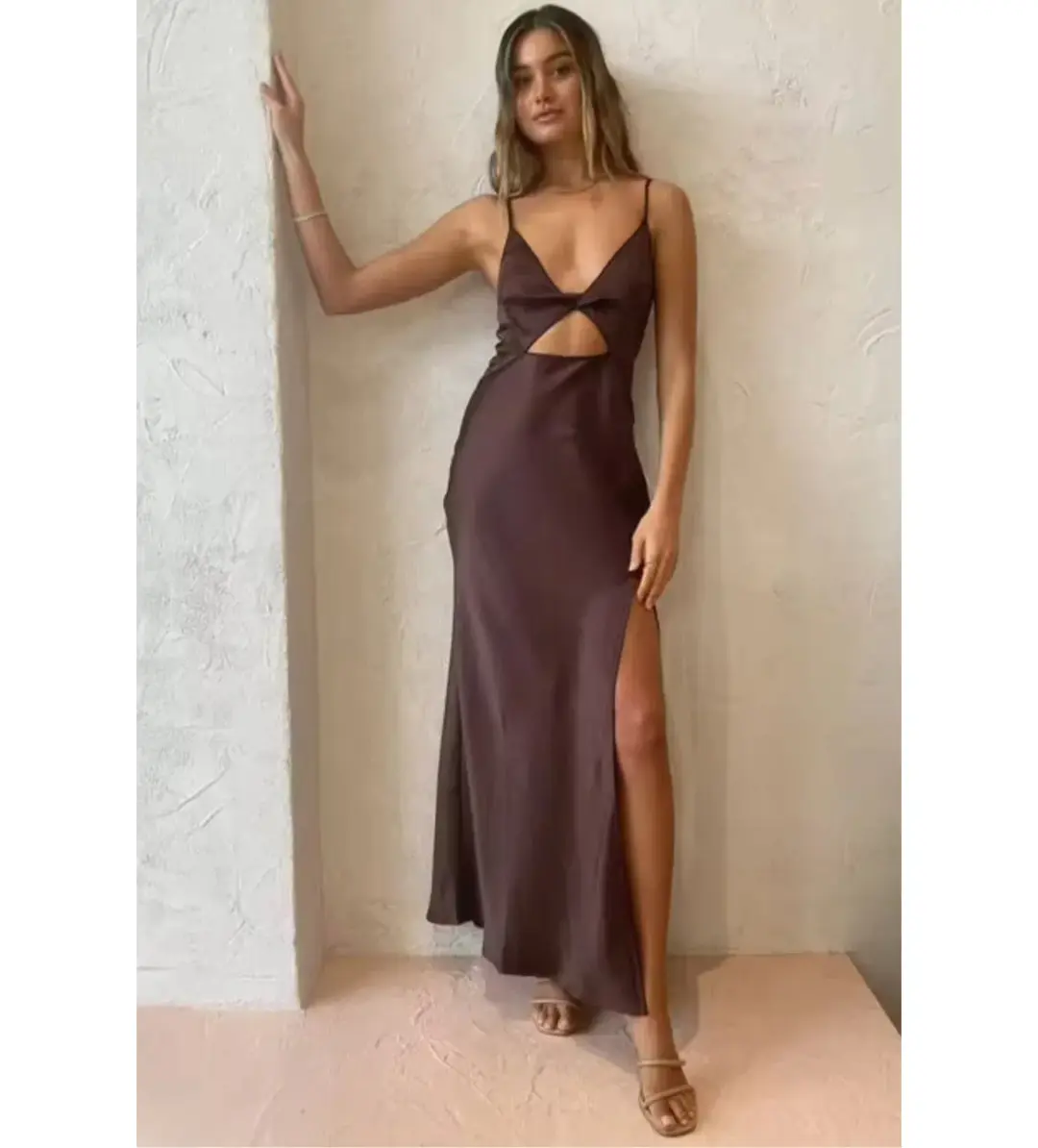 Bec and Bridge Hazel Maxi Dress in Chocolate Size AU 6 for rent on The Volte - main image