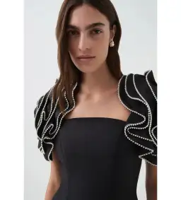 Aje Twyla Midi Dress Black Size AU 10 for rent on The Volte - image 6