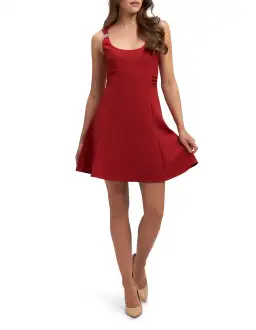Guess Flare Arianna Mini Dress Red Size M AU 10