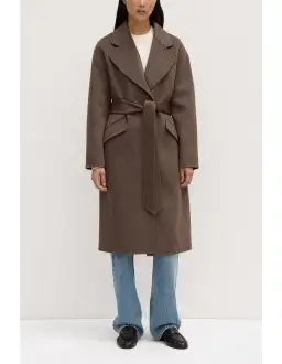 Assembly Label Sadie Single Breasted Wool Coat in Cocoa Marle Size