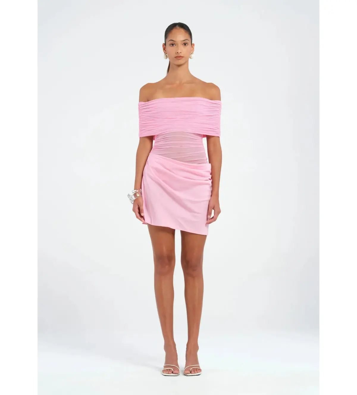 BENNI Nico Off-Shoulder Mini Dress Bubblegum Size AU 8 - Image 1
